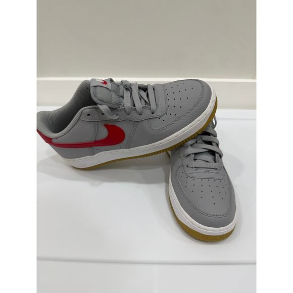 Nike Air Force 1-2 Gray Red Gum GS size 7Y kids youth af1 CI1759-002 - Picture 2 of 13